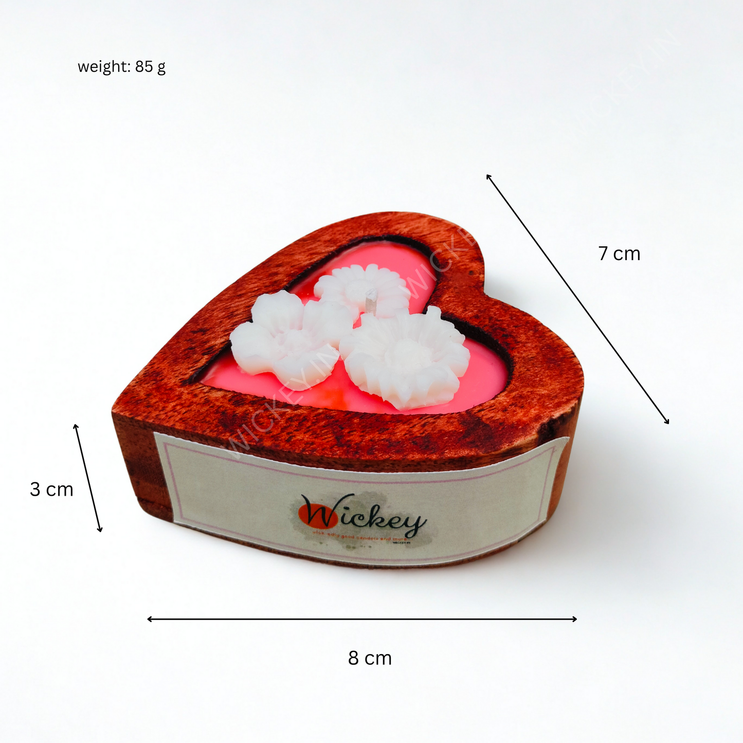 Wooden Mini Heart Candle | Dark Rose Fragrance