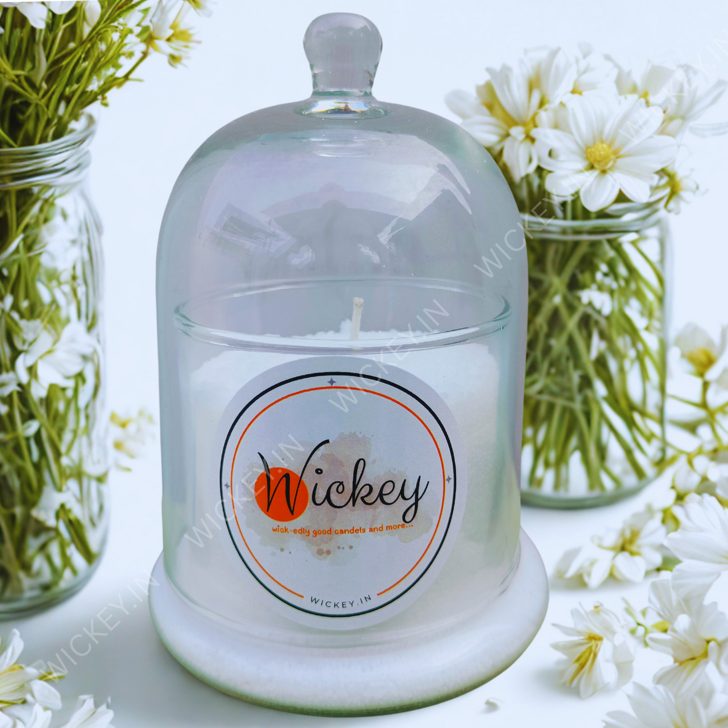 White Sand Wax Glass Bell Jar Candle | White Musk Fragrance