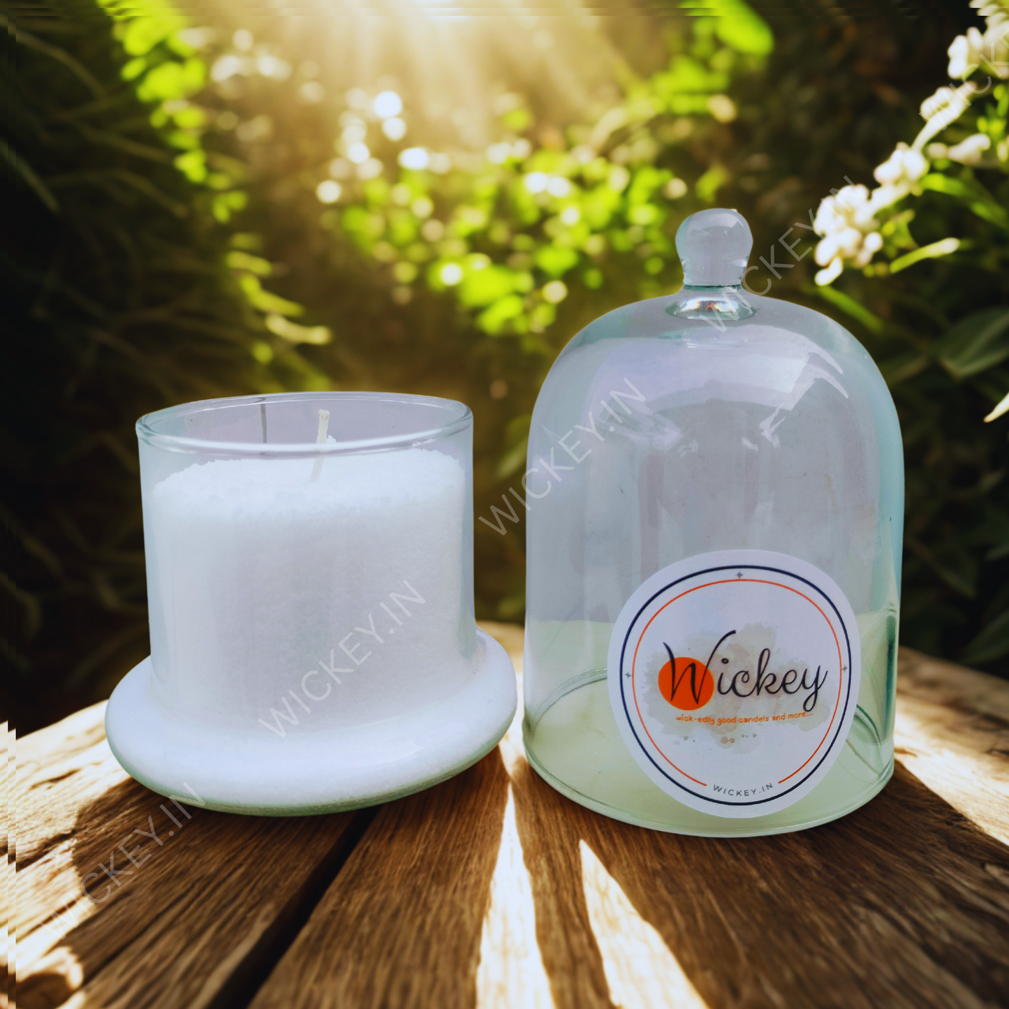 White Sand Wax Glass Bell Jar Candle | White Musk Fragrance