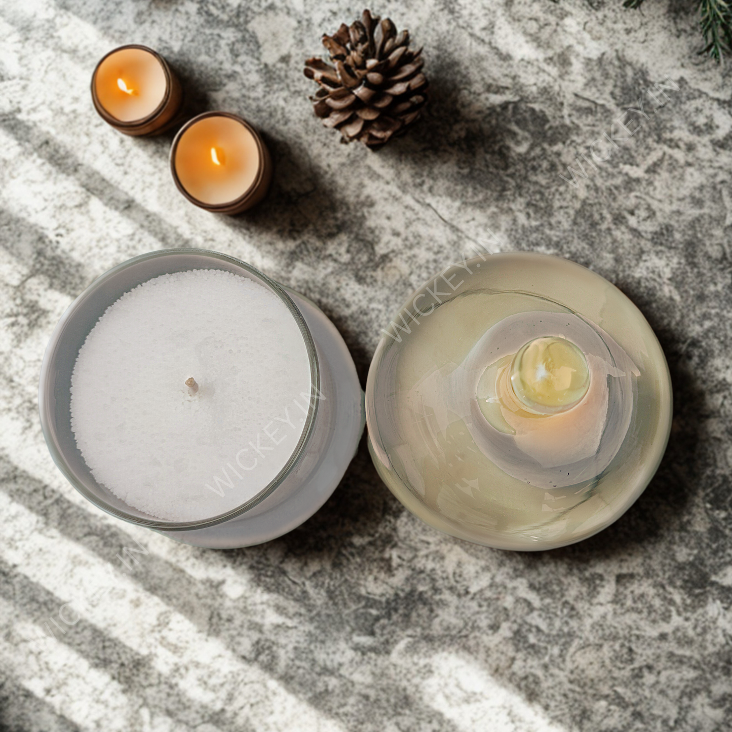 White Sand Wax Glass Bell Jar Candle | White Musk Fragrance
