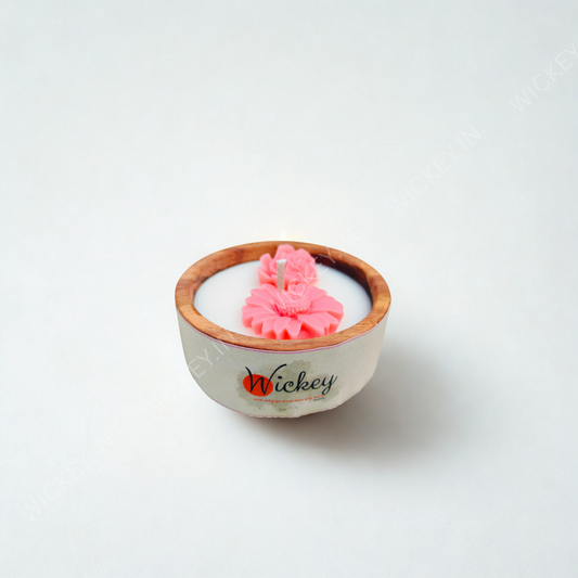 Wooden small Round Candle | Sandalwood Fragrance