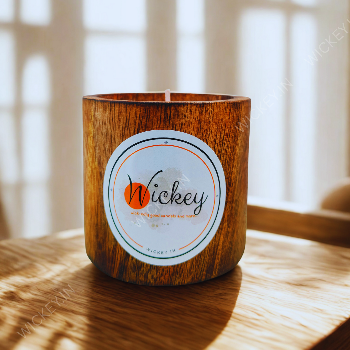 Wooden pillar Candle | Sandalwood Fragrance