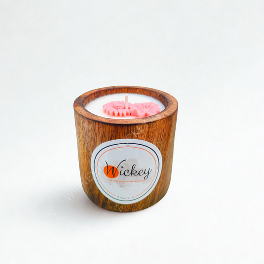 Wooden pillar Candle | Sandalwood Fragrance
