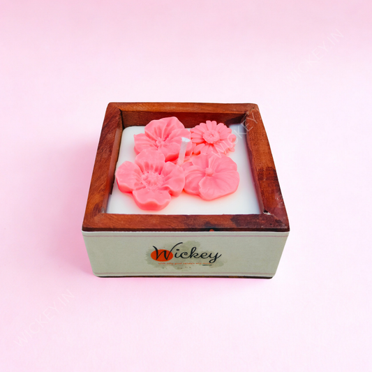 Wooden Small Square Candle | Sandalwood Fragrance